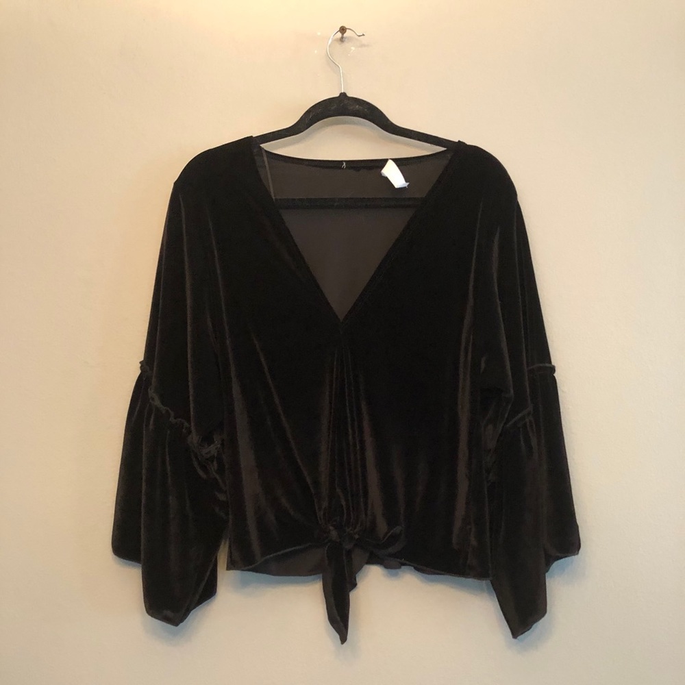 Flowy Velvet Black Shirt - oversized
